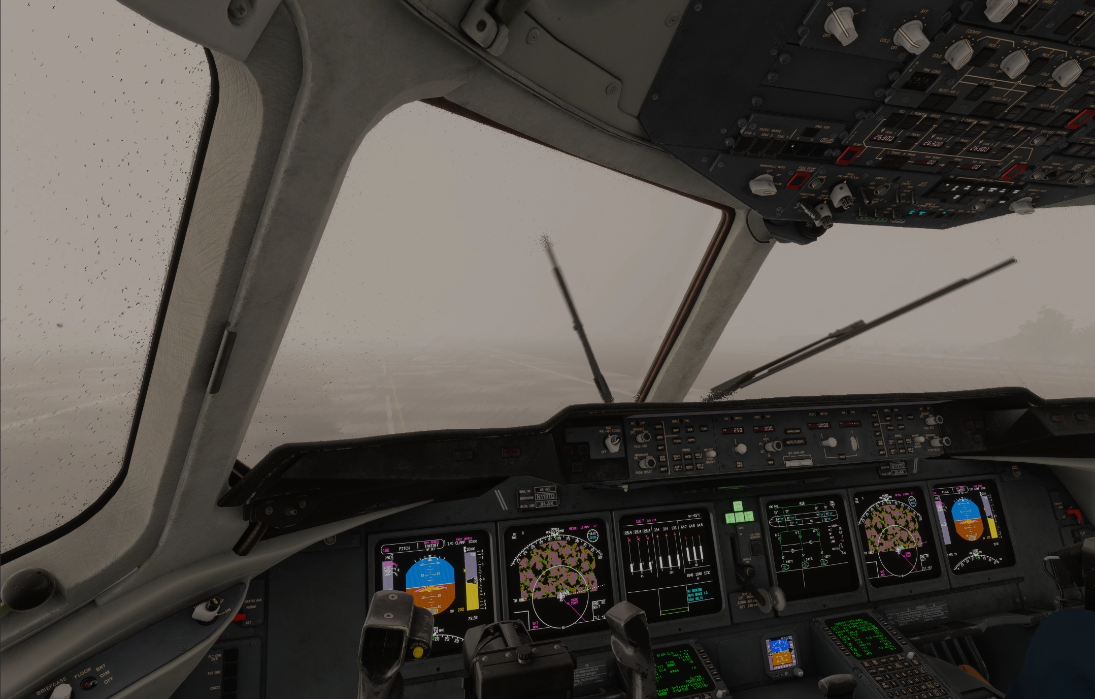 The GE passenger cockpit before takeoff