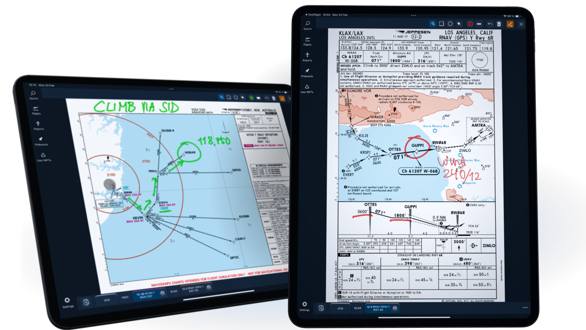 Showing annotations on two iPads